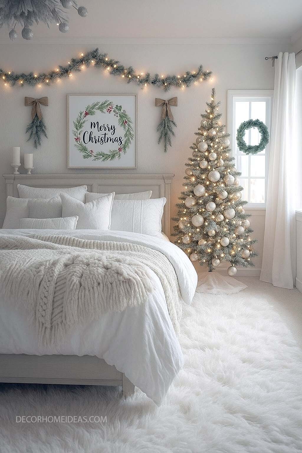 Cozy White Christmas Bedroom Inspiration