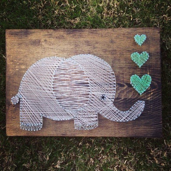 Cute Elephant String Art #stringart #diy #stringartideas #decorhomeideas