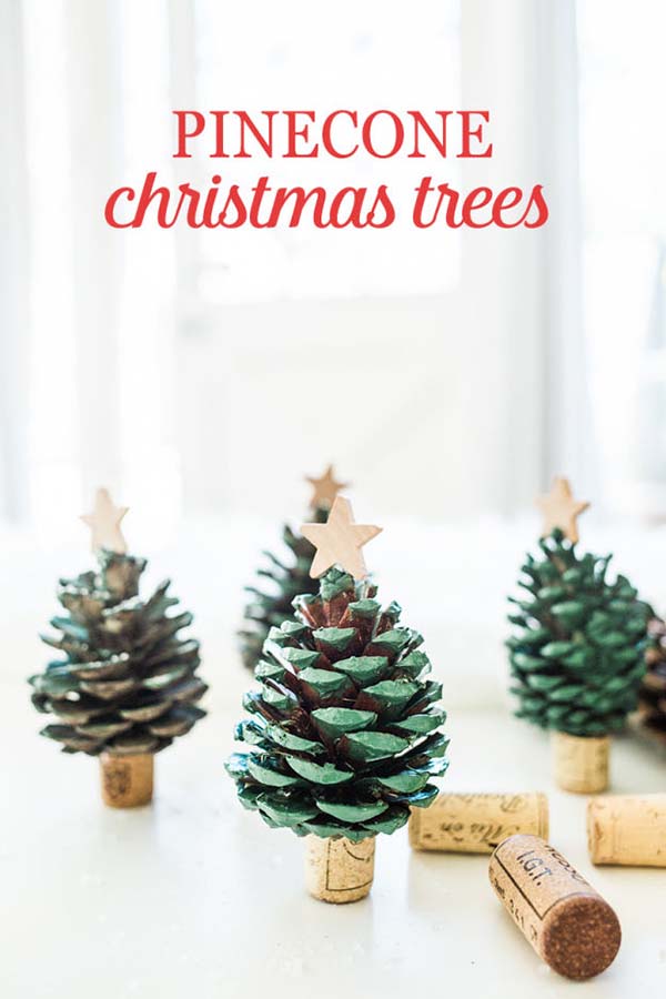 DIY Pine Cones Christmas Trees #Christmas #Christmasdecor #pinecones #crafts #decorhomeideas