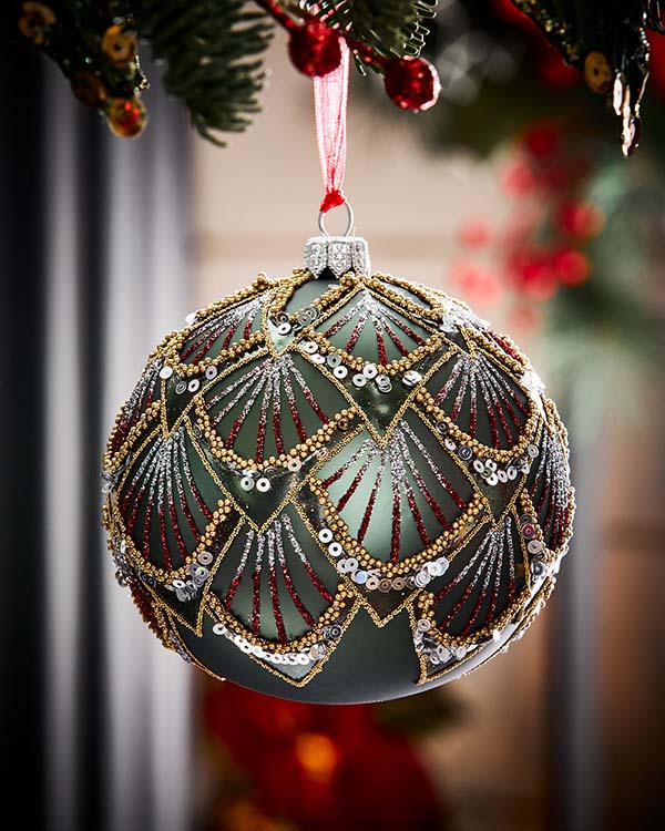 Dark Green Matte Christmas Tree Ball #Christmas #ornaments #Christmasdecor #decorhomeideas