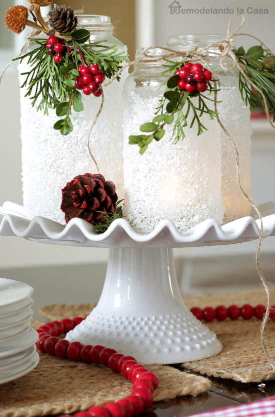 Epsom Salt Mason Jar Christmas Centerpiece #Christmas #centerpiece #Christmasdecor #decorhomeideas