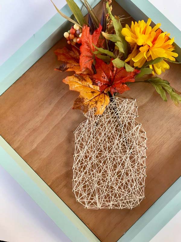 Filled Mason Jar String Art #falldecor #masonjar #decorhomeideas