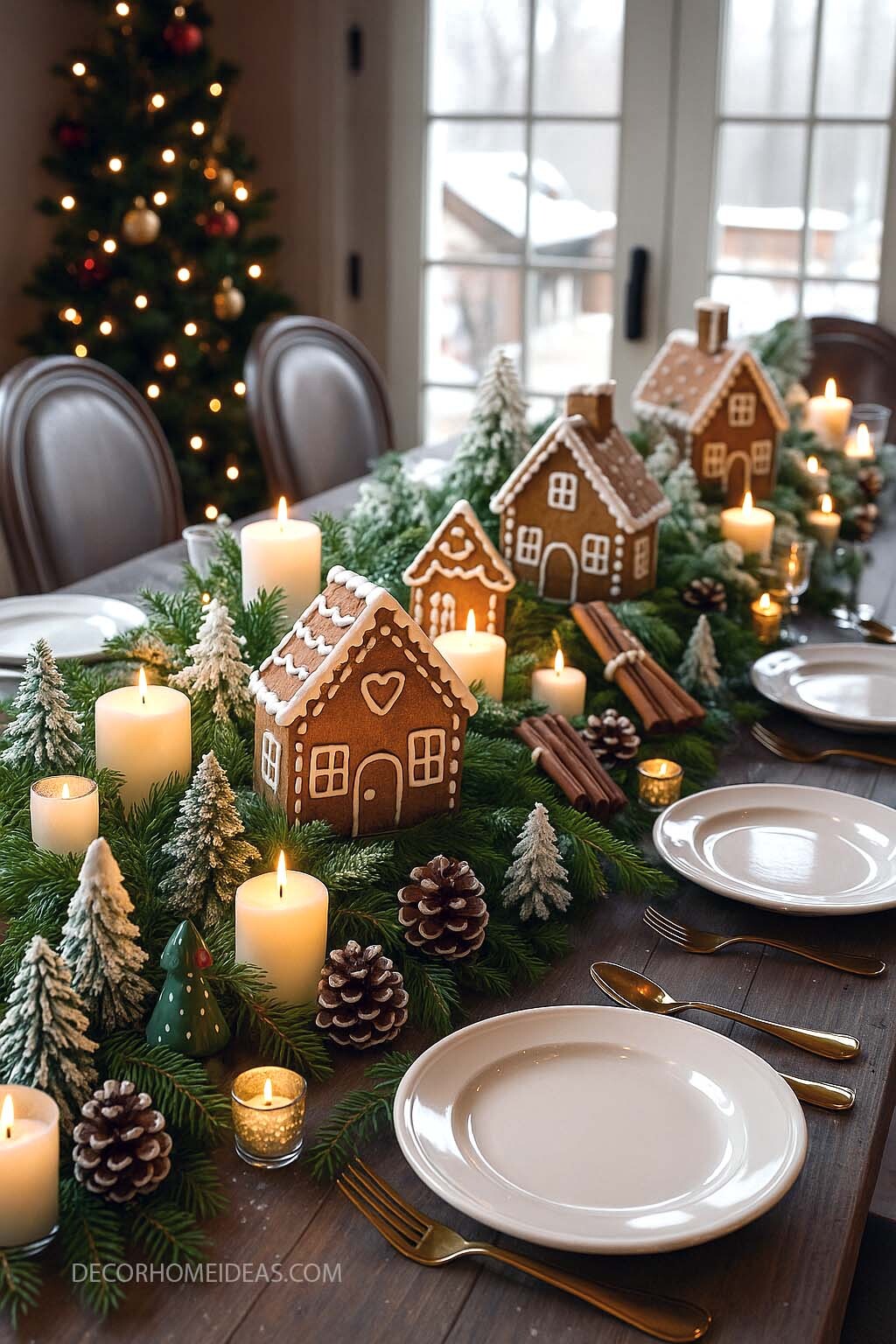 Gingerbread Village Christmas Tablescape