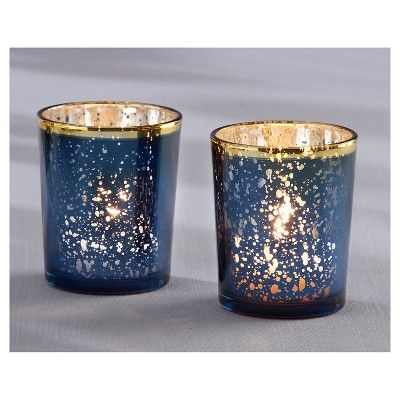 Gold Navy Blue Christmas Candle Holders #Christmas #Christmasdecor #gold #navyblue #decorhomeideas