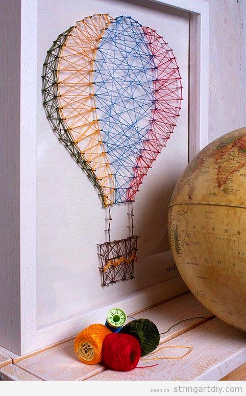 Hot Air Balloon String Art #stringart #diy #stringartideas #decorhomeideas