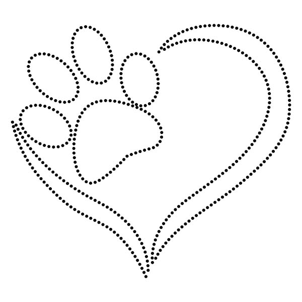 Paw Love Heart String Art Template