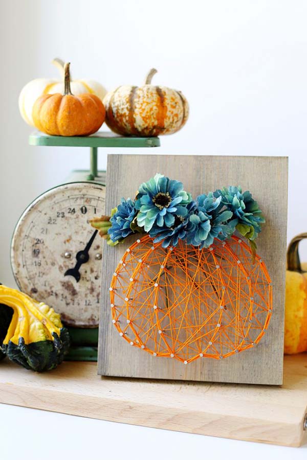 Pumpkin String Art #stringart #diy #stringartideas #decorhomeideas