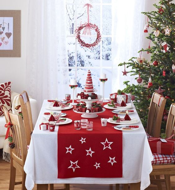 Christmas Table Setting in Red #Christmasdecor #Christmas #red #reddecor #decorhomeideas