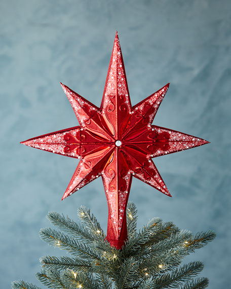 Red Christmas Tree Topper #Christmasdecor #Christmas #red #reddecor #decorhomeideas