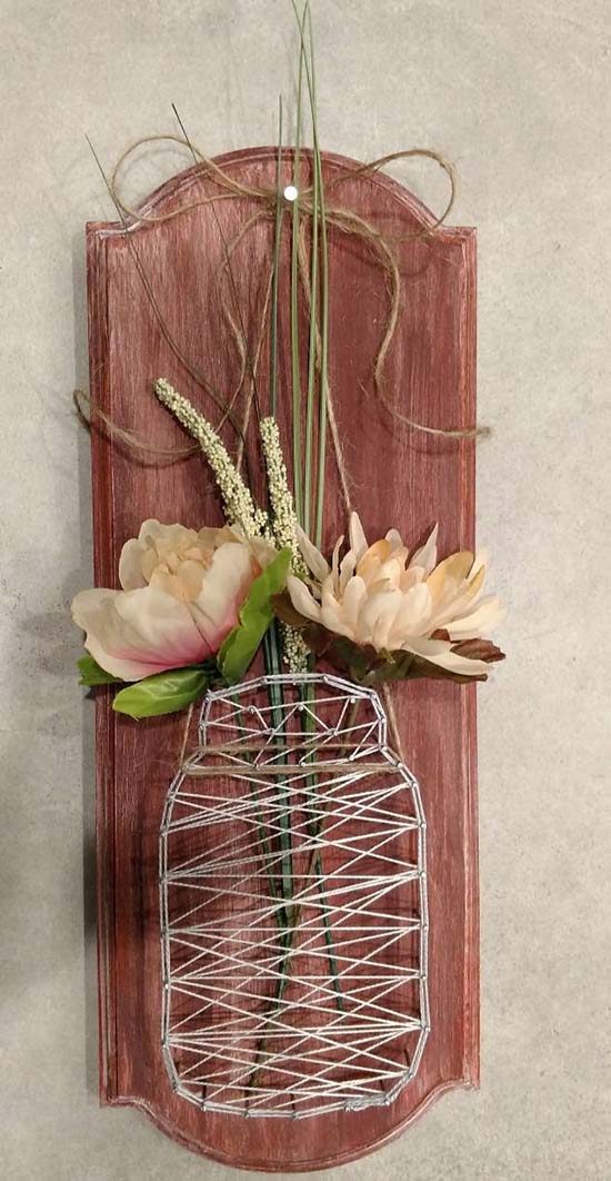 Rustic Mason Jar String Art #stringart #masonjar #decorhomeideas