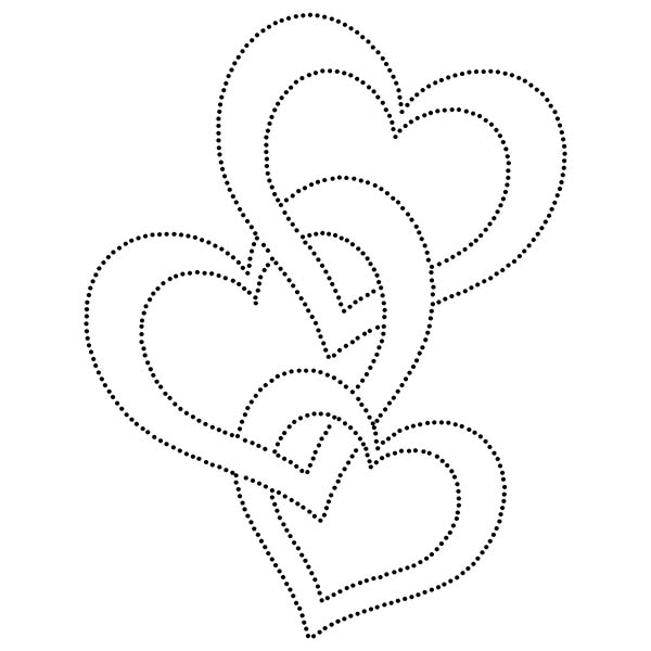 Three Hearts Love String Art Pattern