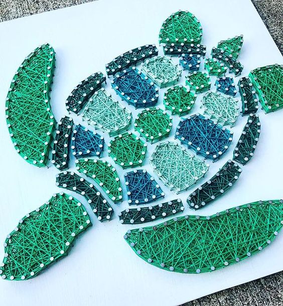 Turtle String Art #stringart #diy #stringartideas #decorhomeideas