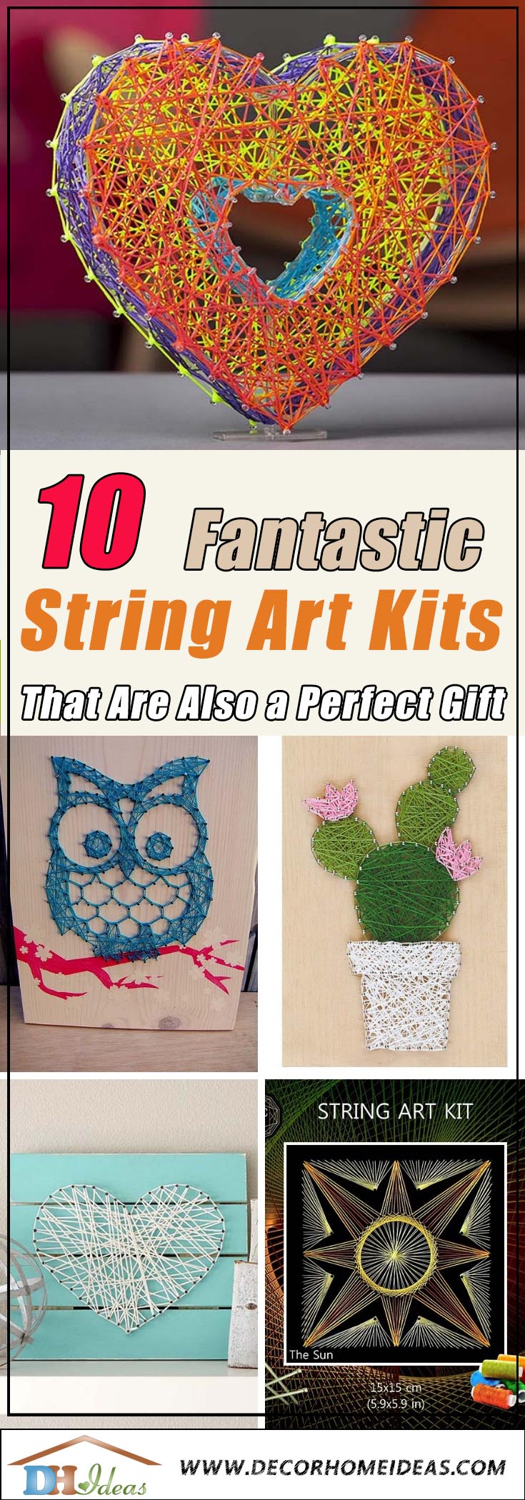 Best String Art Kits that you can use to create beautiful string art desings. Suitable for adults and kids. #stringart #kit #crafts #decor #decorhomeideas