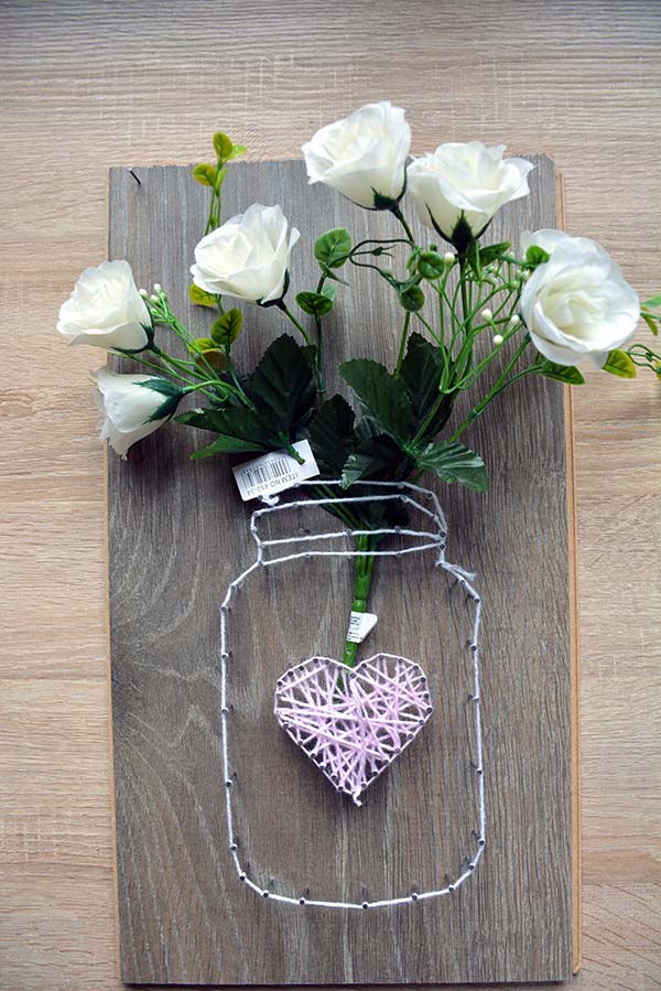 Mason Jar String Art With Roses