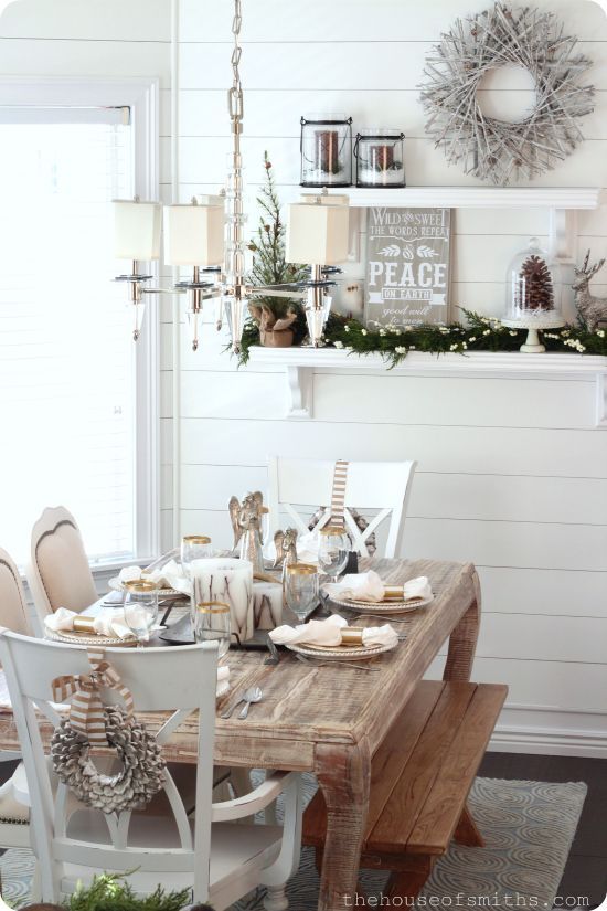 Neutral Rustic Winter Tablescape #rustic #winterdecor #homedecor #decorhomeideas