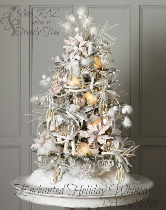 White Silver Tabletop Christmas Tree