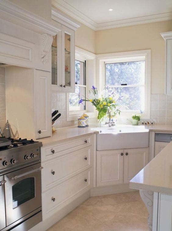 Apron Corner Kitchen Sink #cornersink #kitchen #sink #decorhomeideas