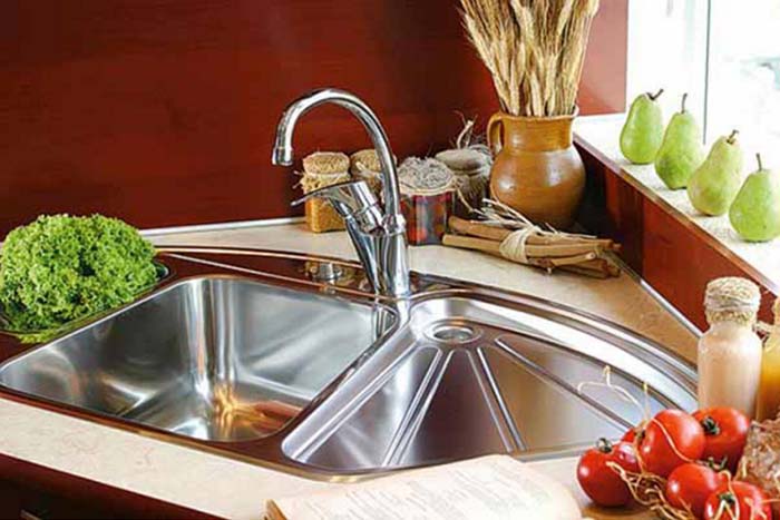 Classic Stainless Steel Corner Sink #cornersink #kitchen #sink #decorhomeideas