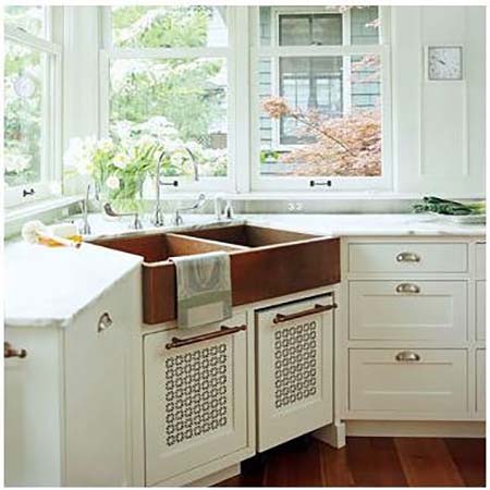 Copper Farmhouse Corner Sink #cornersink #kitchen #sink #decorhomeideas