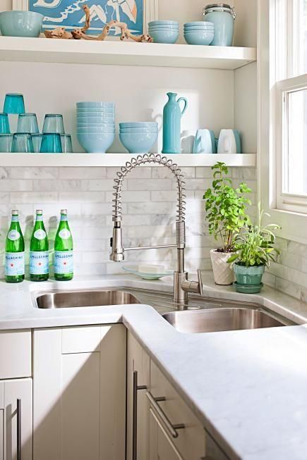 Double Basin Kitchen Corner Sink #cornersink #kitchen #sink #decorhomeideas