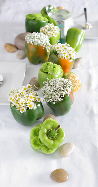 Green Peppers Spring Centerpiece  #centerpiece #spring #Easter #decorhomeideas