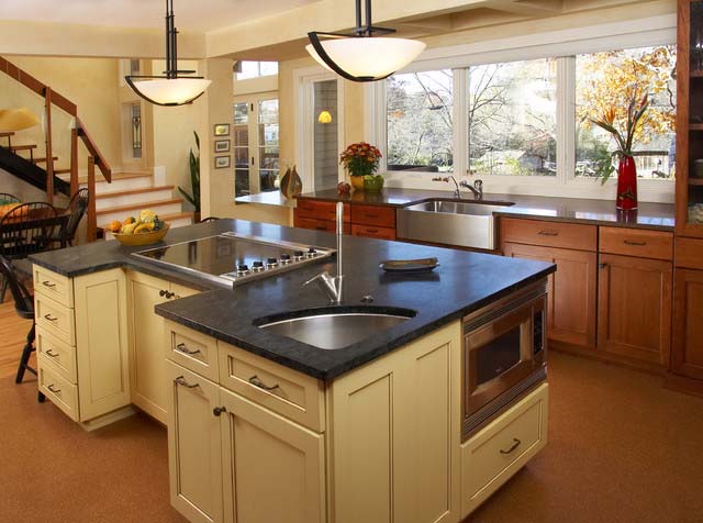 Kitchen Island With Corner Sink #cornersink #kitchen #sink #decorhomeideas