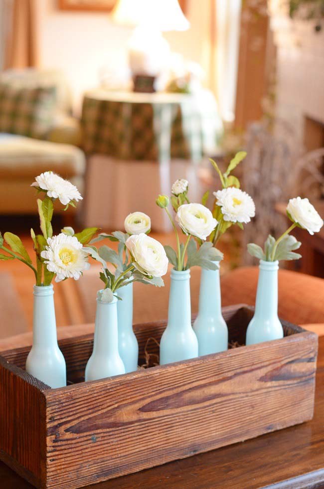 Painted Bottles Spring Centerpiece