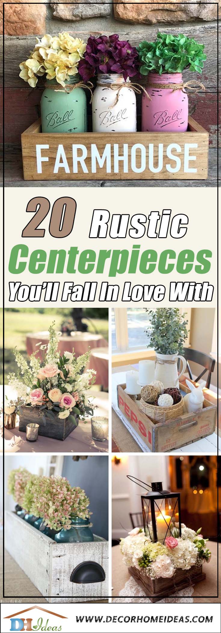 Rustic Wooden Box Centerpieces #rustic #centerpieces #woodenbox #homedecor #decorhomeideas