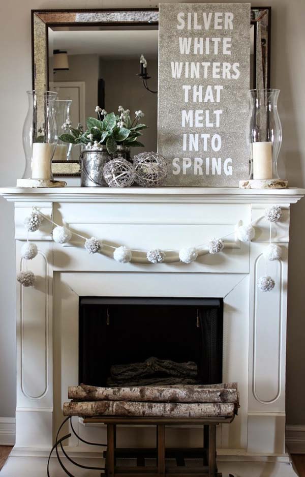 Silver White Winters Glitter Sign Mantel Decor #winterdecor #homdecor #winter #decorhomeideas