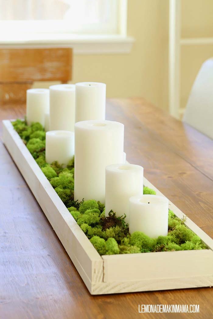 Spring Centerpiece With Candles #centerpiece #spring #Easter #decorhomeideas