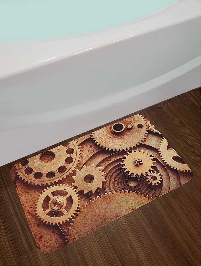 Steampunk Bath Mat #steampunk #bathroom #decorhomeideas