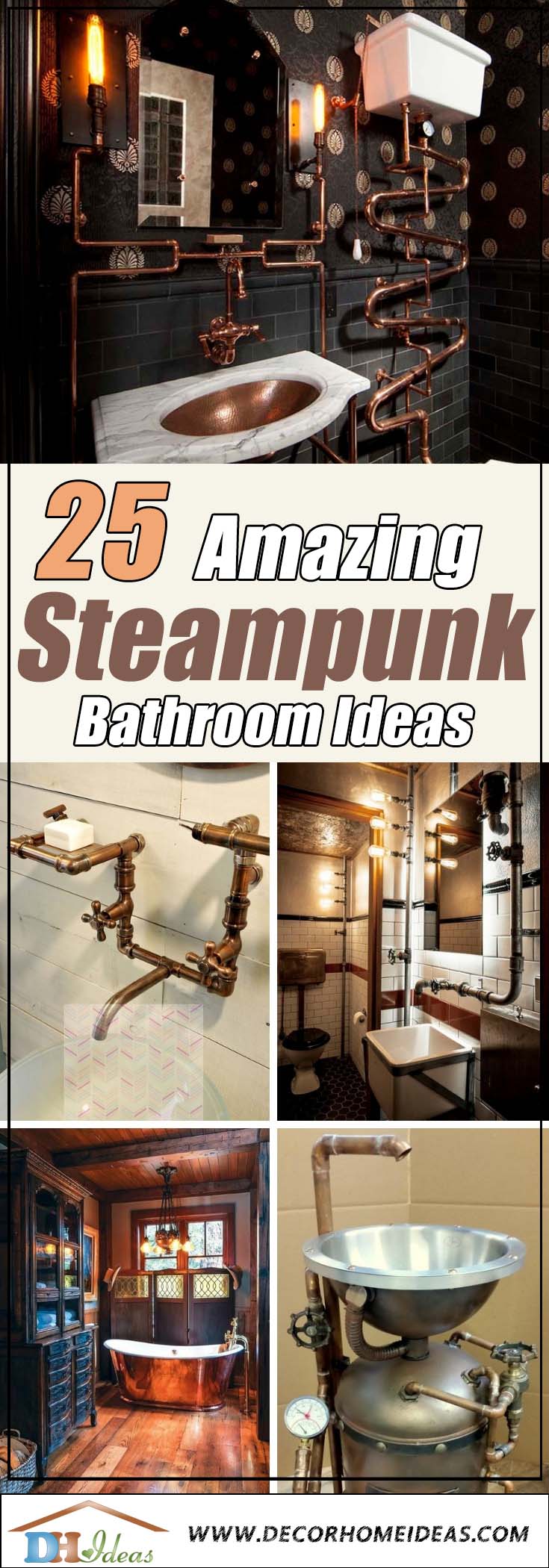 Steampunk Bathroom Ideas and Designs #steampunk #bathroom #decorhomeideas