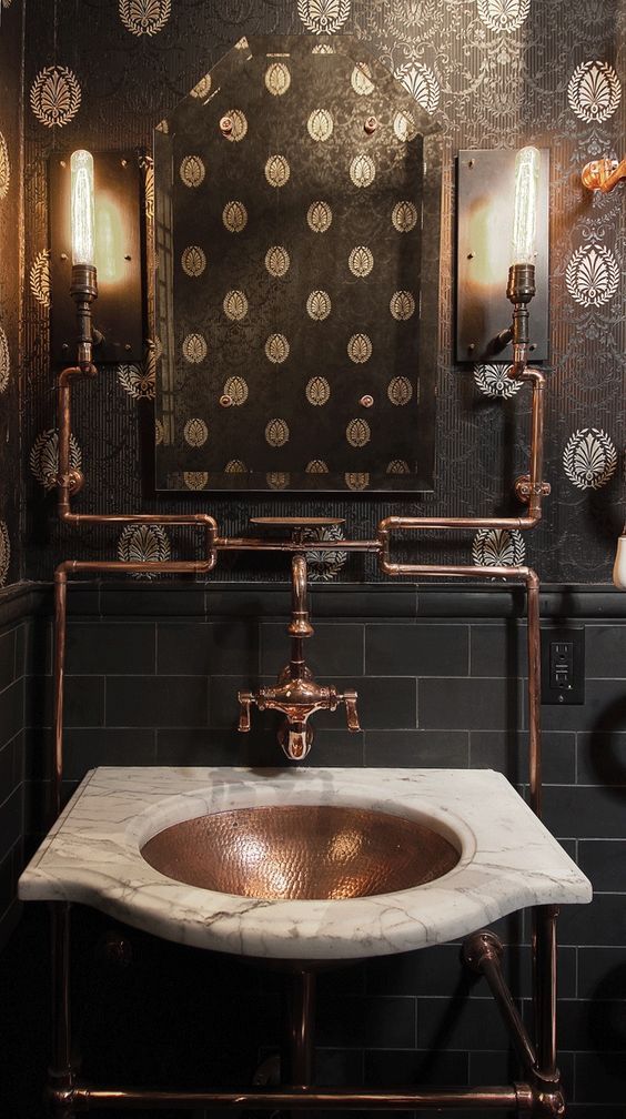 Steampunk Bathroom Sink #steampunk #bathroom #decorhomeideas