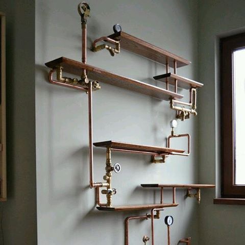 Steampunk Shelves #steampunk #bathroom #decorhomeideas