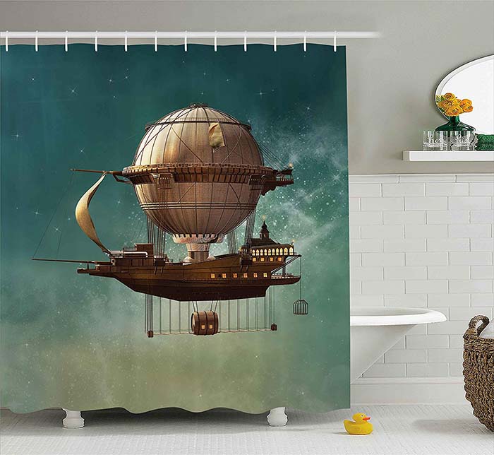Steampunk Shower Curtain #steampunk #bathroom #decorhomeideas