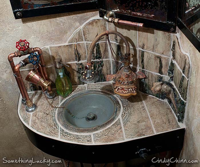 Steampunk Sink and Vanity #steampunk #bathroom #decorhomeideas