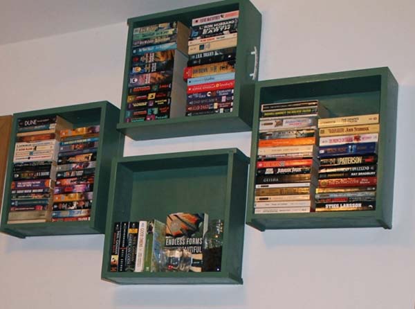 Turn Old Drawers into Shelves