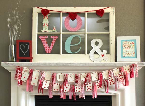 Valentines Day Heart Card Banner #valentinescraft #decor #love #crafts #diy #decorhomeideas