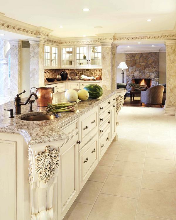 Antique White Kitchen Cabinets With Granite Countertop