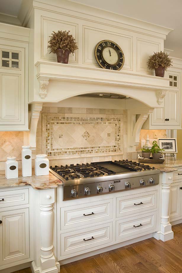 Antique White Kitchen With Art Stove