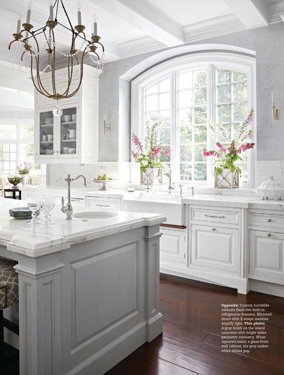 Antique White With Gray Color Kitchen Combo