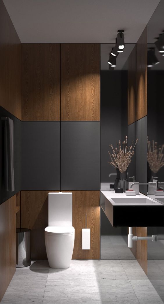 Dark bathroom with dimmed lights