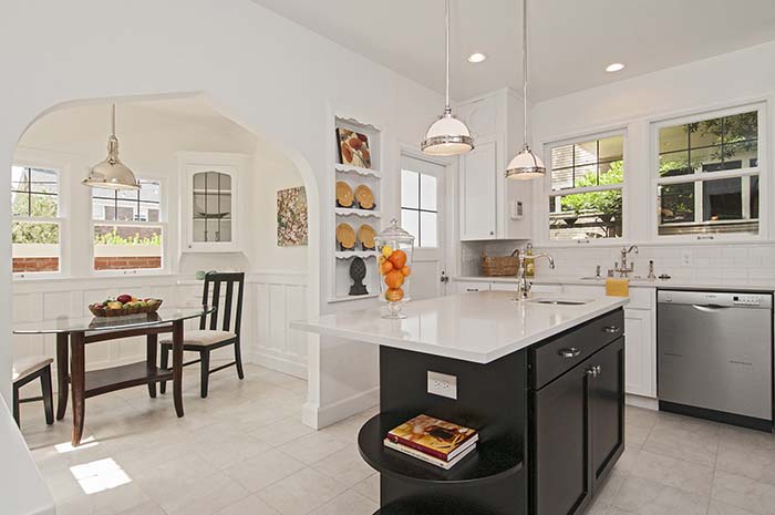 Cream White Kitchen Design With Wainscoting