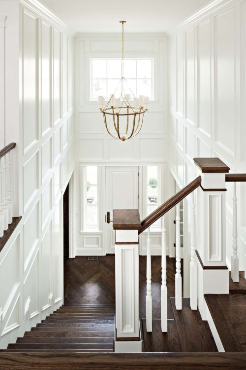 Dark Stairs All Walls Wainscoting