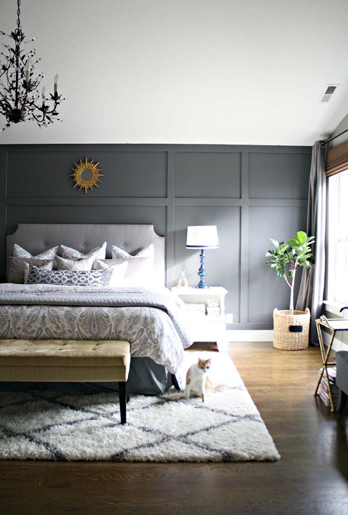 Gray Wainscoting For Bedroom