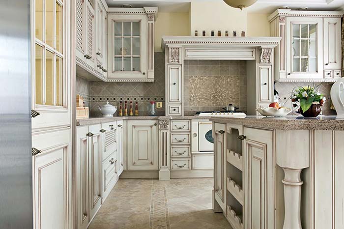 Kitchen With Antique White Cabinets