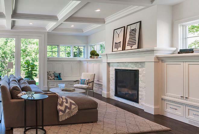 Living Room With Fireplace and Wainscoting