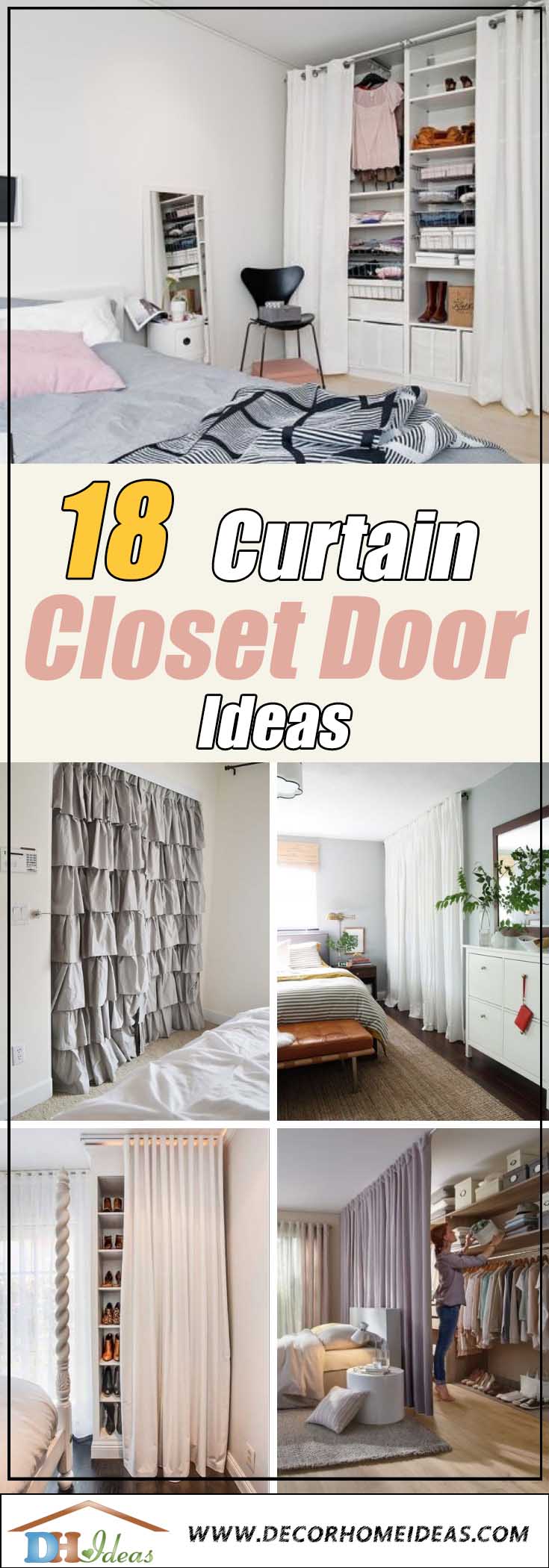 18 Tidy Curtain Closet Doors To Conquer, Shower Curtain Rod For Closet Door