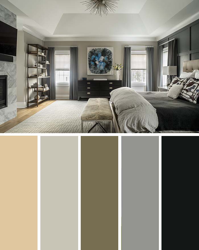 Black and Beige Bedroom Color Scheme SW Color Names Included #bedroom #color #scheme #decorhomeideas #colorchart