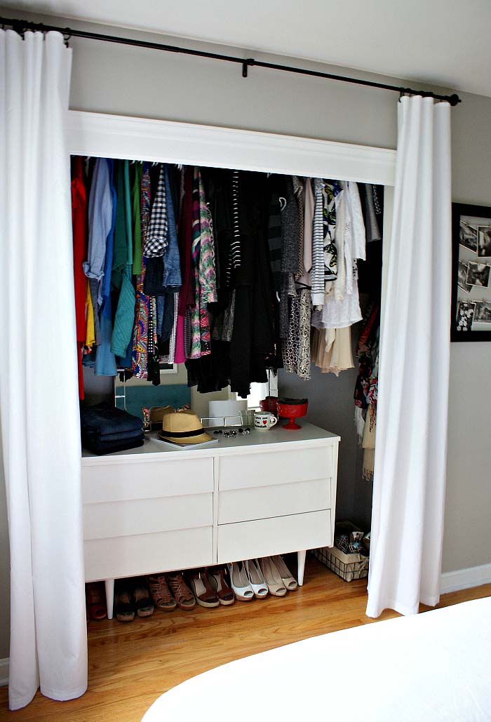 Curtain Closet Door for small Closet #closet #curtain #homedecor #decorhomeideas